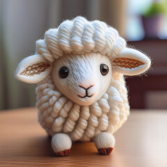 Wool Sheep &ndash; Soft Beige Handmade Yarn Animal