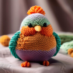 Colorful Wool Bird &ndash; Handmade Yarn Animal Sculpture