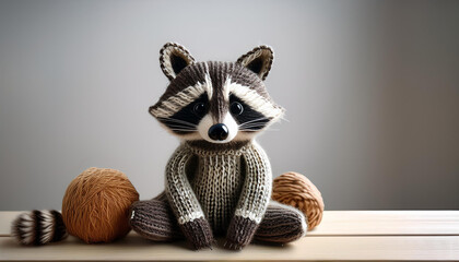 Woolen Raccoon &ndash; Animal in Natural Tones with Whitespace