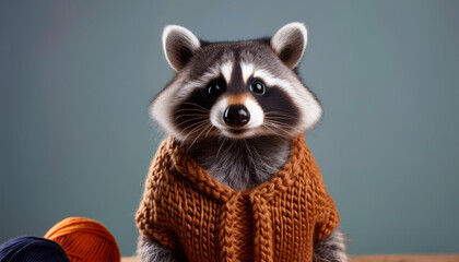 Raccoon &ndash; Animal in Natural Tones with Whitespace