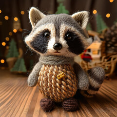 Woolen Raccoon &ndash; Animal in Natural Tones