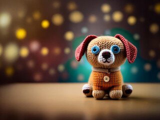 Handmade Brown Wool Crochet Puppy