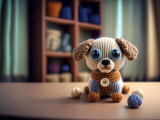 Handmade Brown Wool Crochet Puppy