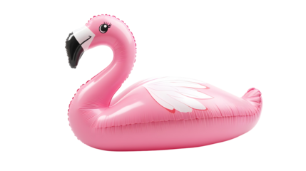 Pink Inflatable Flamingo Toy isolated on a transparent background 