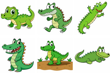 set of funny cartoon dragons