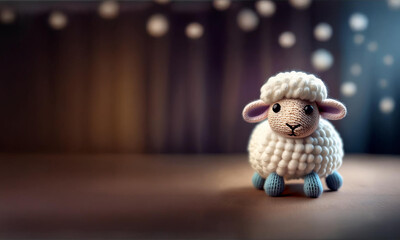 Handmade Fluffy Sheep at Night 