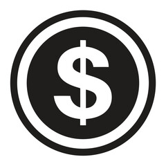 Dollar sing coin money silhouette on White Background