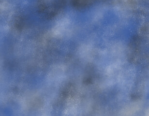 Abstract horizontal watercolor blue, green, gray space background night sky with stars. Hand drawn digital watercolor. Neutral light colored empty space background illustration