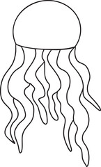 Jellyfish outline vector illustration Hand-drawn art line Great for coloring book, greeting cards, educational material, kids party invitations