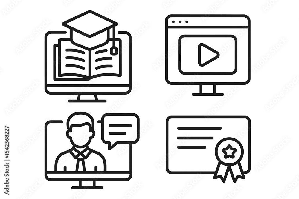 Poster a set of vector graphics is available, featuring isolated icons in various styles, including flat, c