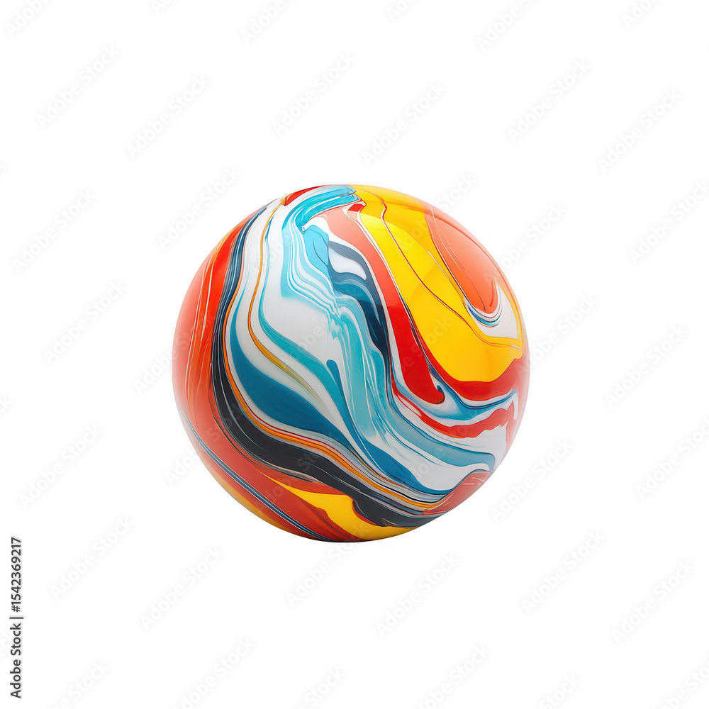 Poster abstract colorful swirl sphere isolated on transparent background