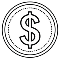Obraz premium Dollar sing coin money silhouette on White Background
