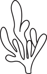 Coral outline vector illustration Hand-drawn art line Great for coloring book, greeting cards, educational material, kids party invitations