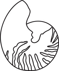 Seashell outline vector illustration Hand-drawn art line Great for coloring book, greeting cards, educational material, kids party invitations