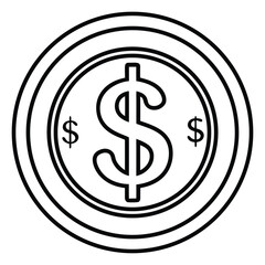 Obraz premium Dollar sing coin money silhouette on White Background