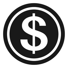 Dollar sing coin money silhouette on White Background
