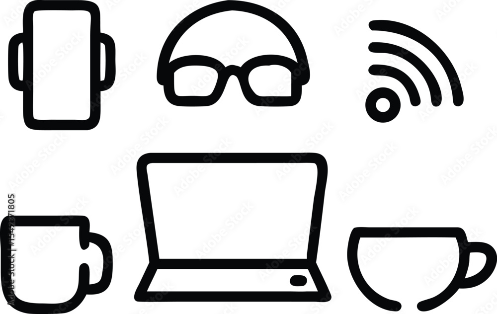 Poster a vibrant set of vector icons for web design featuring symbols of computer technology, mobile commun