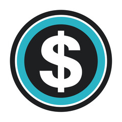 Dollar sing coin money silhouette on White Background