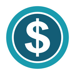 Dollar sing coin money silhouette on White Background