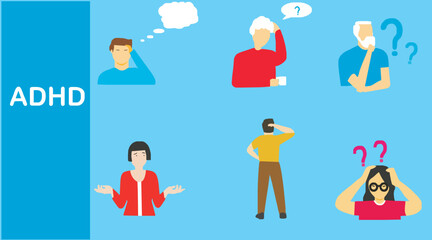 set of editable vector icons illustrating autism and other mental health diseases eps