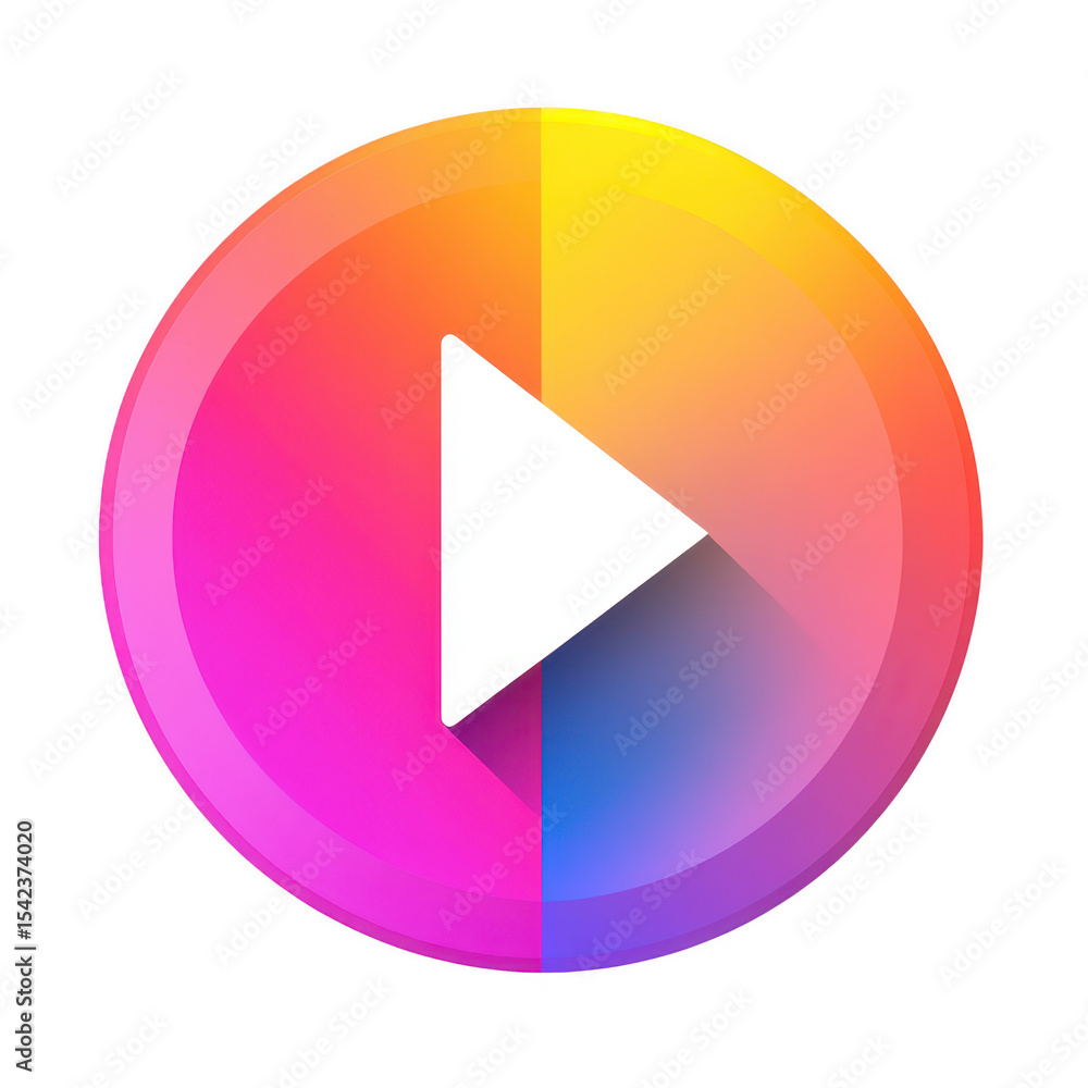 Poster colorful gradient play button icon isolated on transparent background