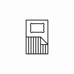 single bed top icon sign vector