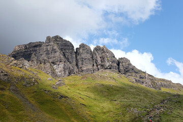 The Storr, basalt rock pinnacles, Trotternish ridge of the Isle of Skye in Scotland, UK.