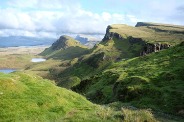 View from the Quiraing landslip, looking towards Cleat, Dun Dubs and Bioda Buidhe on the...