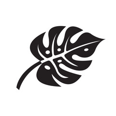 monstera leaf icon illustration design template