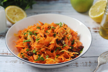A bowl with traditional Polish carrot salad © nastyakamysheva