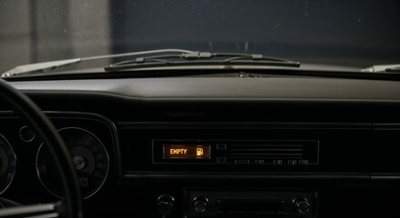 Dashboard view with empty gas tank warning light illuminated