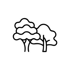 Simple Line Drawing of Two Trees Nature Environment Handmade Icon Illustration vector