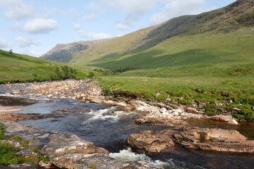 The River Etive waterfalls, the Glencoe area of Scotland, UK.