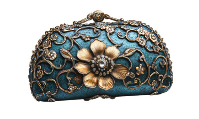 Designer clutches with intricate details and luxurious finishes fashion accessories isolated on transparent background.