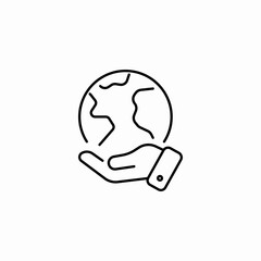 hand holding earth icon sign vector