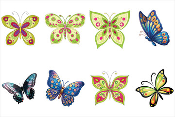 Obraz premium Colorful Butterfly Illustrations Set for Design Inspiration
