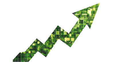 Green arrow up growth chart success investment financial business diagram progress development direction isolated on transparent background