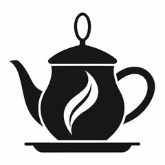 Tea pot silhouette. Icon of tea cup. Tea cattle vector.