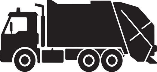 Black silhouette of a garbage truck side view