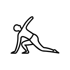 Summer Yoga Pose Black Line Art Illustration Person Stretching Exercise Fitness Workout Handmade Graphic Design