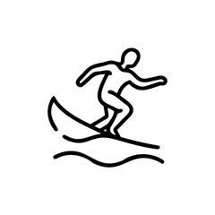 Line Art Illustration of a Person Surfing Summer Ocean Waves Handmade Style vector