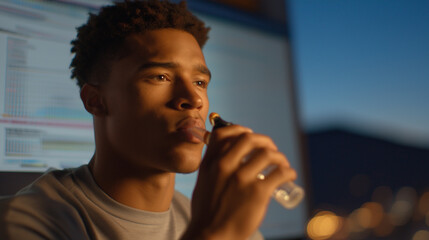 Inhaler usage test with patient and lung capacity chart