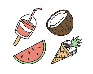 Summer Treats Watermelon, Ice Cream, Popsicle and Coconut