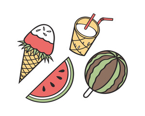 Summer Treats Ice Cream Watermelon Drink and Candy