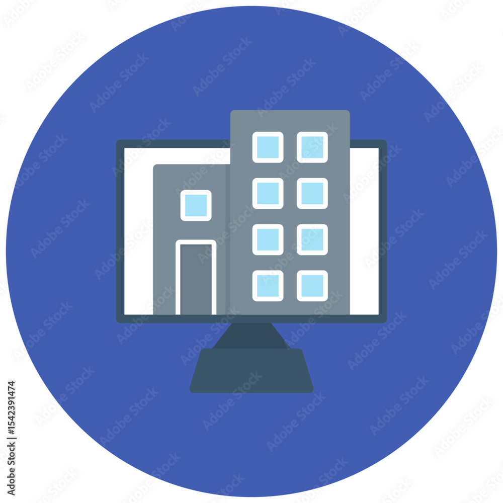Poster virtual office icon vector image. can be used for remote working.
