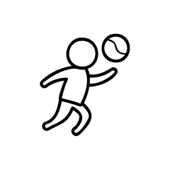 Seven Year Old Child Playing Catch Black Line Art Illustration Simple Kid Sports Ball Game Handmade Design Element