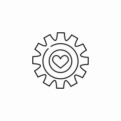 heart gear setting icon sign vector