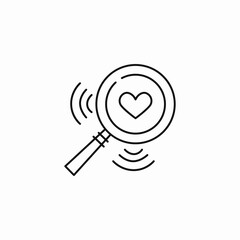 magnifying glass heart icon sign vector
