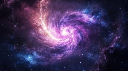 A mesmerizing spiral galaxy in colorful shades of purple and blue, showcasing the beauty of the cosmos in stunning detail.