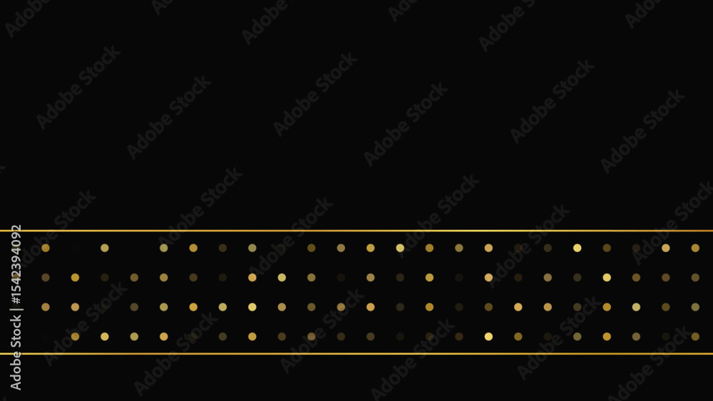 Poster dark background with golden lines and glittering dots
